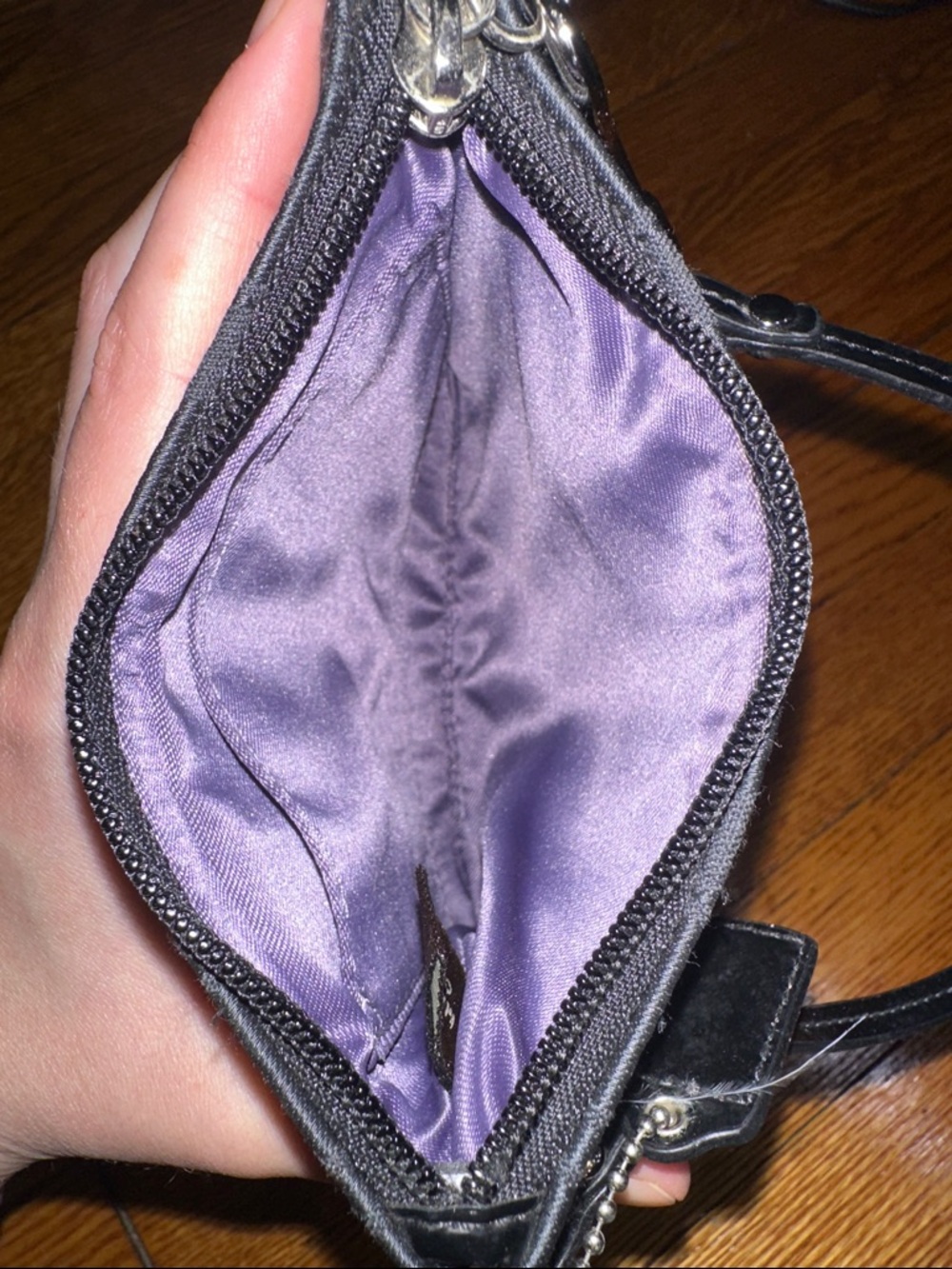 Coach Black Wristlet with Purple Graphic Accent - Picture 2 of 3